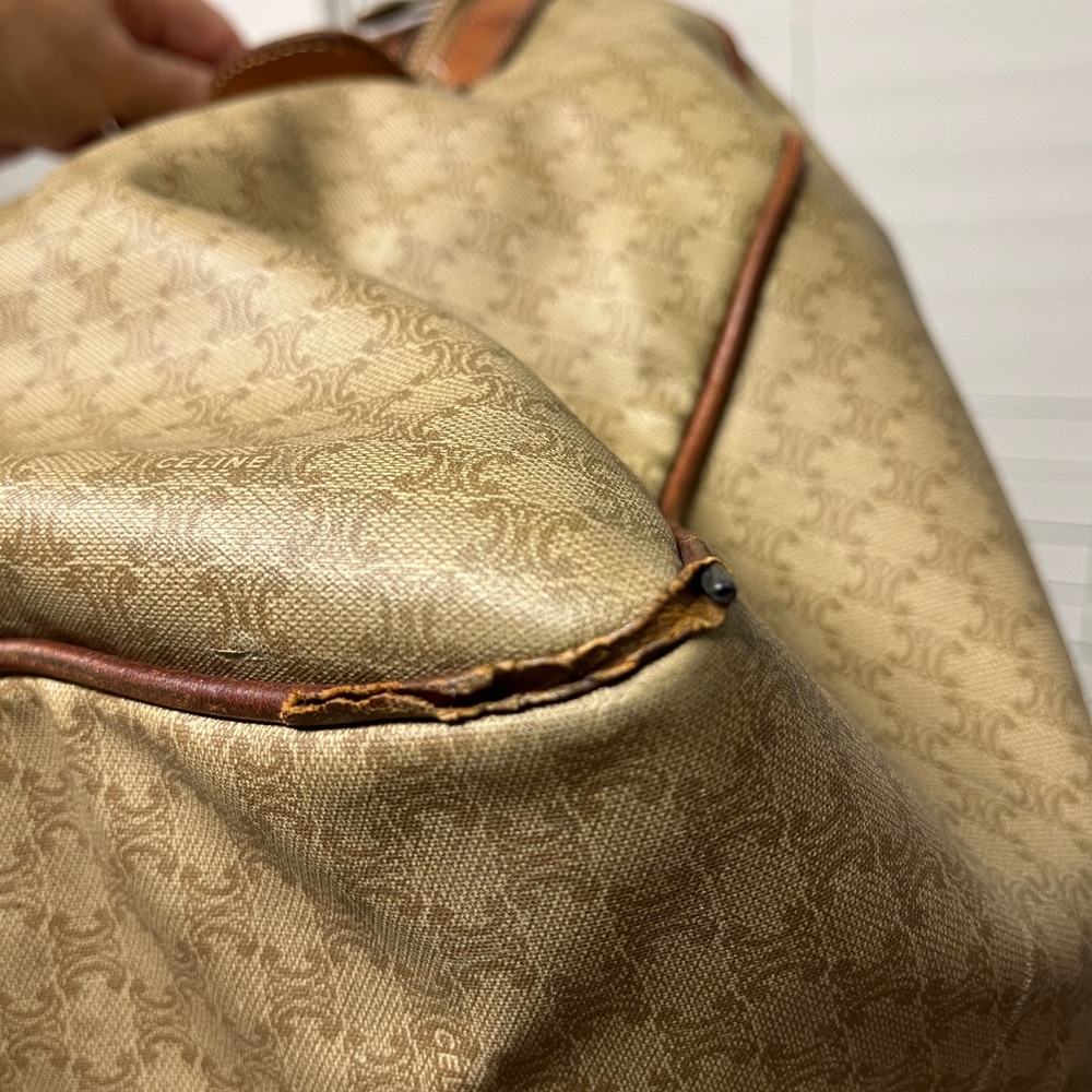Celine Tan and Brown Duffel Bag, GUC, unisex bag, check pics for rubbed, 19x12” - Picture 7 of 16